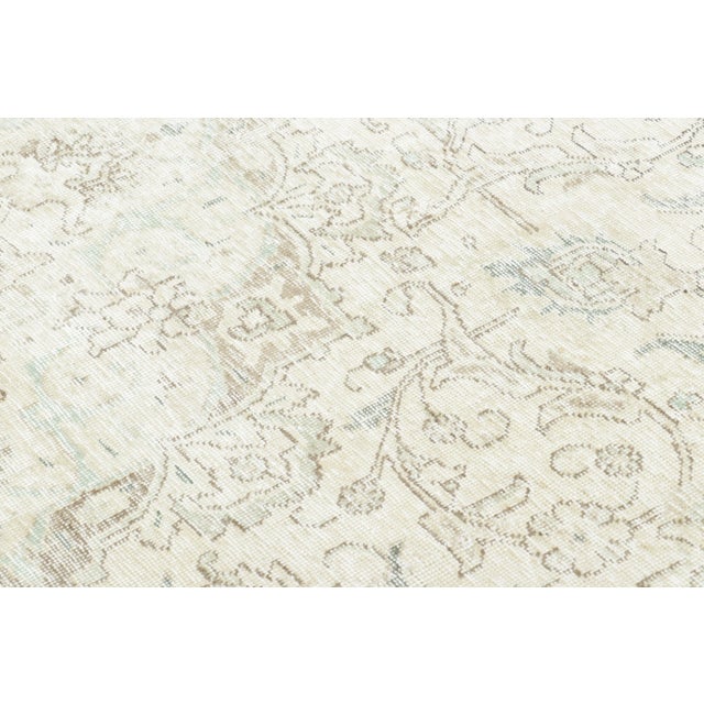 1970s Vintage Persian Tabriz Rug, All-Over Ghost Pattern in Ivory and Pale Taupe - Rug & Kilim For Sale - Image 5 of 7