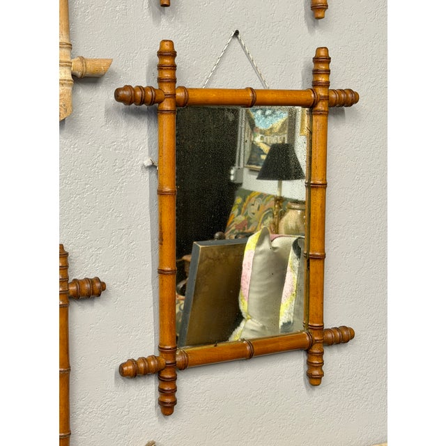 1930s French Faux Bamboo Mirror For Sale - Image 4 of 5