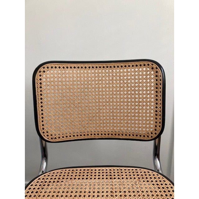 1988 Thonet Classic Breuer Side Chairs – Natural Cane, 410 Black Enamel – Pair For Sale - Image 12 of 18