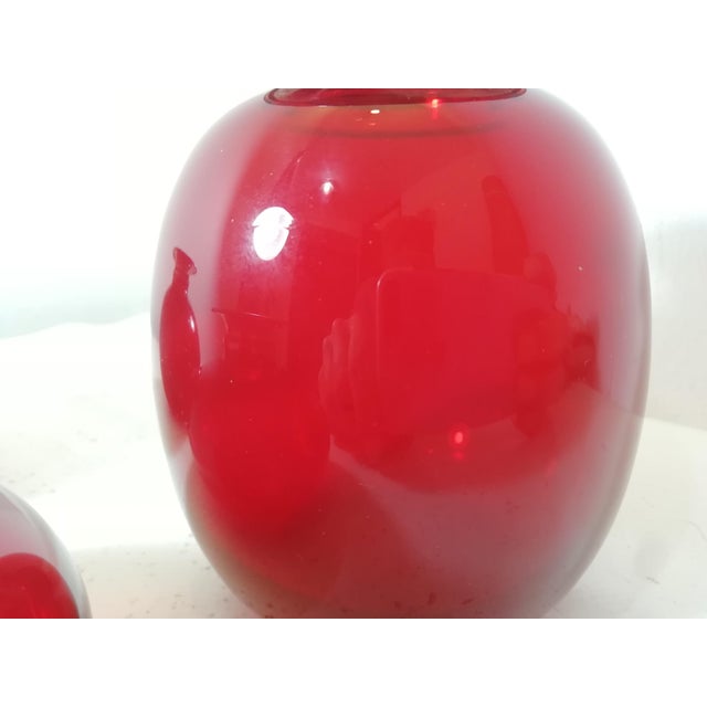 Ruby Red Murano Glass Vases, Italy, 1980s, Set of 3 For Sale - Image 6 of 10