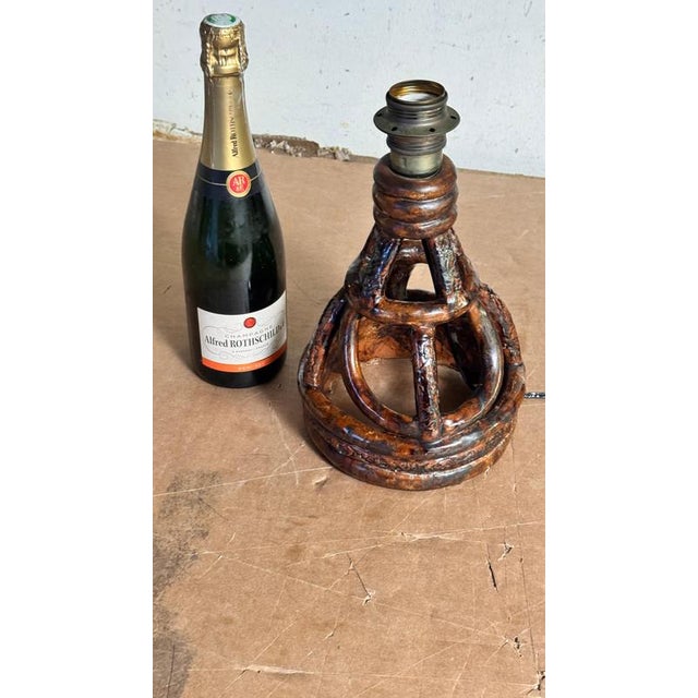 French Sculptural Terracotta Earthenware Table Lamp, 1960s For Sale - Image 3 of 13