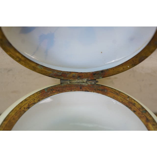 Antique French Victorian Painted Floral Opaline Glass Vanity Jar Casket 5" For Sale - Image 9 of 14