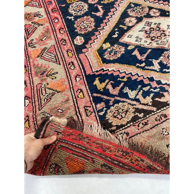 Textile Wide Antique Runner SUNSET COLORS with Family of Sheep & Birds Woven Rug 4.4 x 12.4 For Sale - Image 7 of 16
