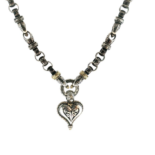 Late 20th Century Late 20th-Century Sterling and 18k Bowman Original Reversible Heart Necklace For Sale - Image 5 of 12