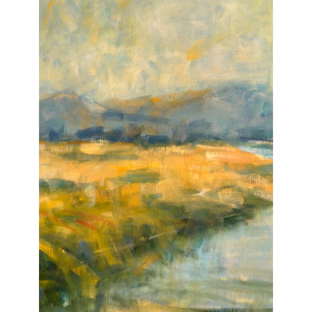 River Landscape with Mountains, 1960s, Oil on Canvas, Framed For Sale - Image 7 of 18