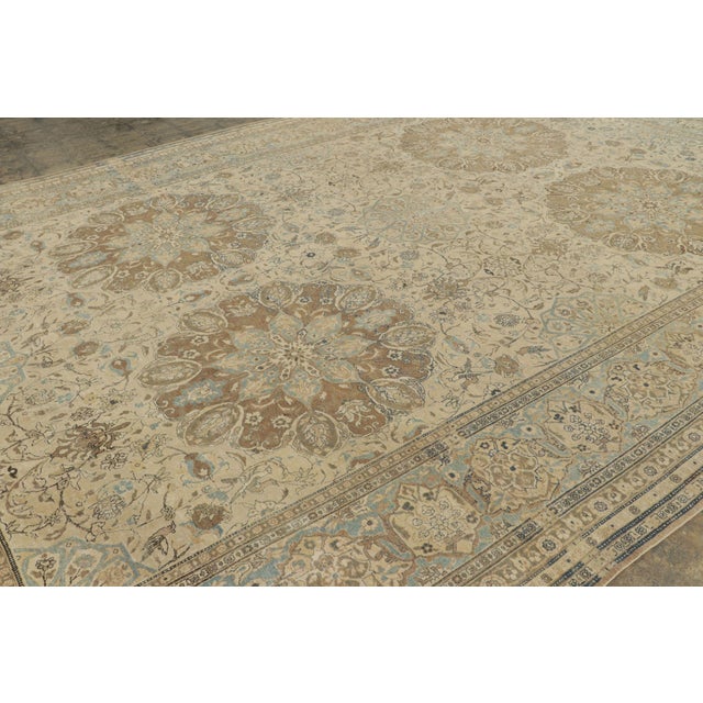 1920s Oversized Antique Persian Tabriz Rug With Distressed Floral Play - Rug & Kilim For Sale - Image 5 of 7