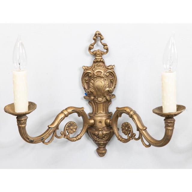 Rustic European 19th Century French Gilt Bronze Wired Wall Sconces - a Pair For Sale - Image 3 of 9