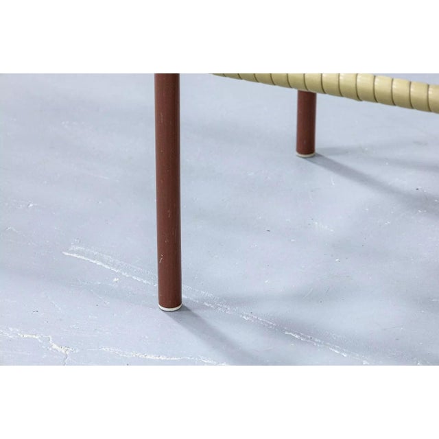 White Vintage Tropitone Brown and Beige Woven Vinyl Seat Outdoor Patio Stools - Set of 4 For Sale - Image 8 of 8