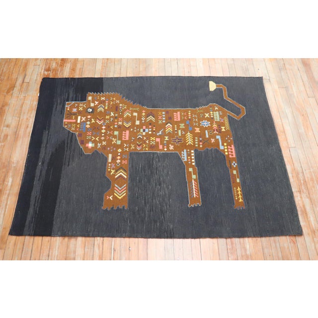Late 20th Century Persian Lion Kilim - 5'1" x 6'5" For Sale - Image 17 of 18