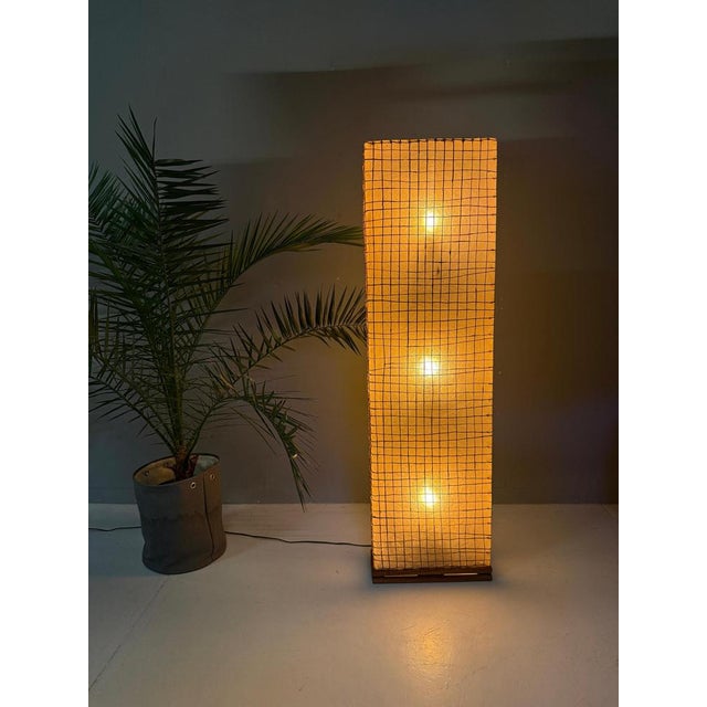 Mid-Century Fiberglass, Braided Rope and Wood Floor Lamp, France, 1970s For Sale - Image 4 of 18