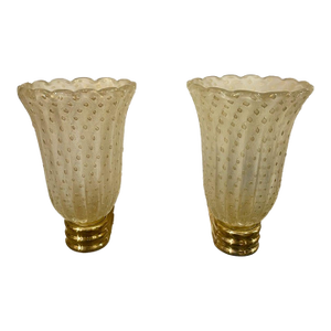 Contemporary Murano Gold Vase Form Sconces - a Pair