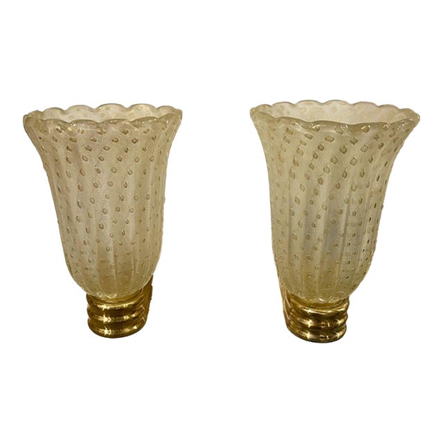 Pair of Murano Gold Vase Form Sconces For Sale