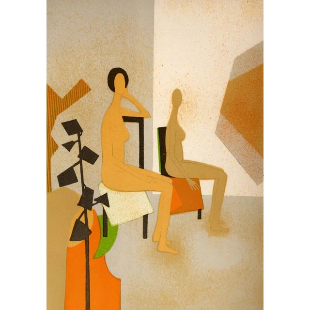 Contemporary 1974 Andre Minaux Original Lithograph Les Deux Modeles For Sale - Image 3 of 3