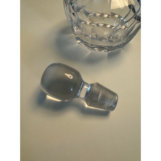 1960s Crystal Glass Decanter With Silver Rim For Sale - Image 5 of 7