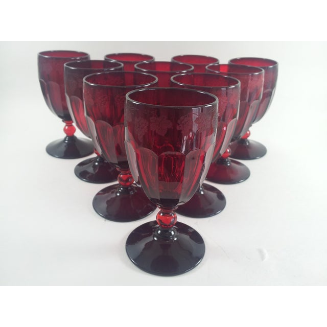 Vintage Art Deco Ruby Claret Wine Goblets Set/10 Chairish