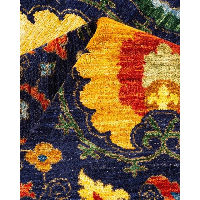 Textile Suzani Hand-Knotted Runner Rug - Blue, 8' 2" x 15' 0" For Sale - Image 7 of 8