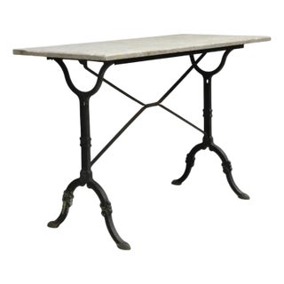 Antique French Victorian Cast Iron Pastry Table Base Marble Top Console Table For Sale