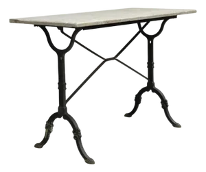 Antique French Victorian Cast Iron Pastry Table Base Marble Top Console Table