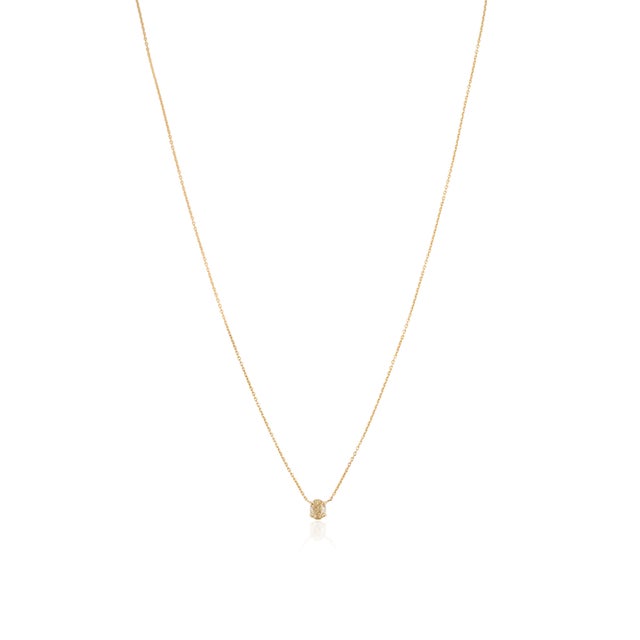 Metal Oval Cut Yellow Diamond Minimalist Solitaire Contemporary Necklace in 18k Gold For Sale - Image 7 of 15