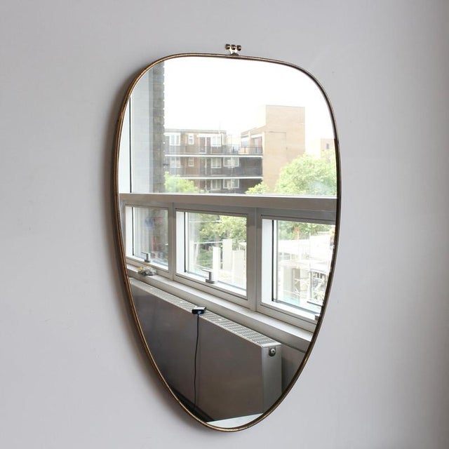 Vintage Italian Wall Mirror with Brass Frame by Gio Ponti, 1950s For Sale - Image 11 of 11