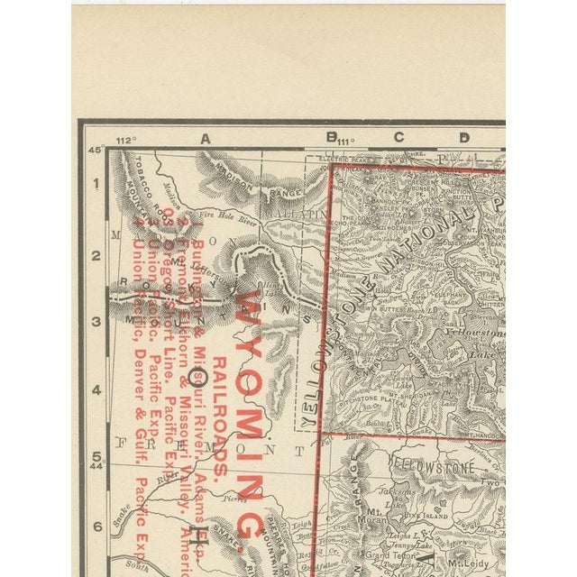 Antique Map of Wyoming The Cowboy State by Ran McNally, 1899 For Sale - Image 3 of 12