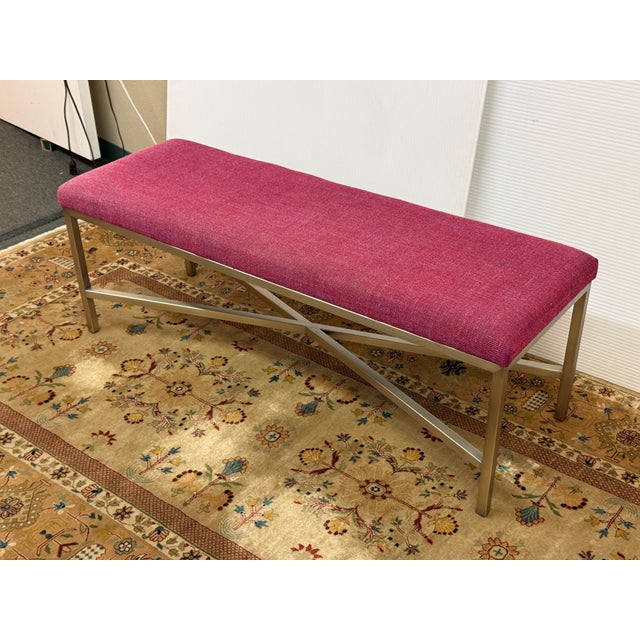 Contemporary Lee Industries Bench, Berry For Sale - Image 3 of 12