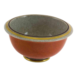 1960’s Vintage Royal Copenhagen Round Bowl Grey, Red & Gold, Craquelé
