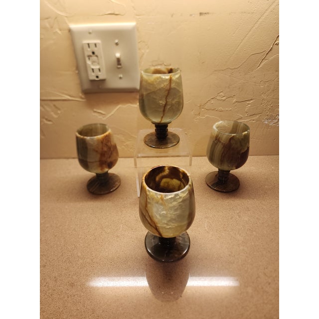Four Green Onyx Goblets For Sale - Image 10 of 10