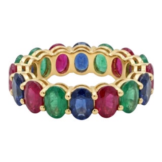 Natural Multi Gemstone 1.40cts Ring in 14k Gold For Sale