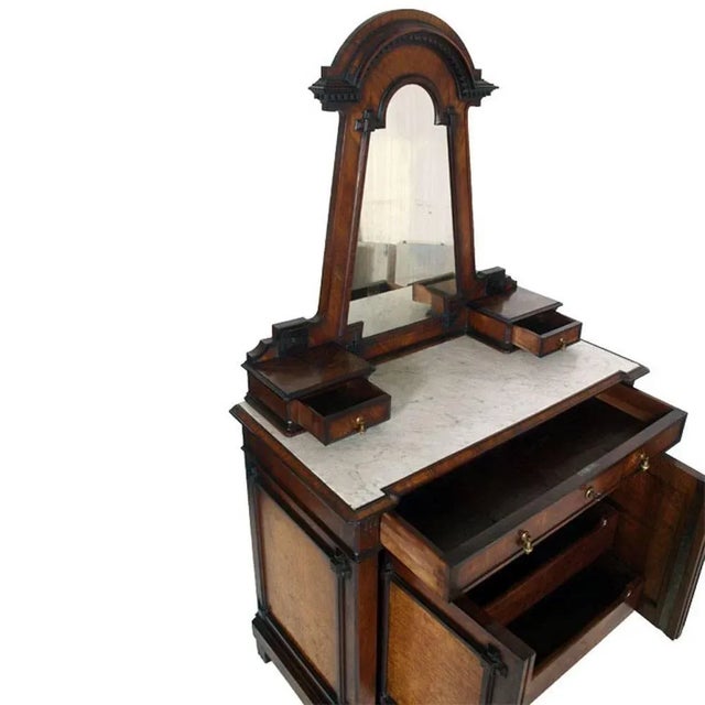 Art Nouveau Italian Set with Walnut Dresser & Nightstands, Set of 3 For Sale - Image 6 of 7