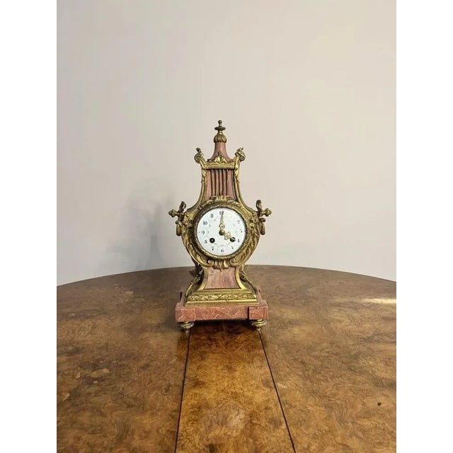 Gold Victorian French Mantle Clock, 1880s For Sale - Image 8 of 11