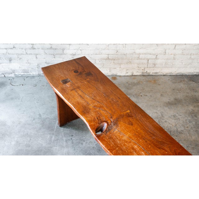 1970s 1970s Mid-Century Modern Live Edge Solid Wood Bench For Sale - Image 5 of 18