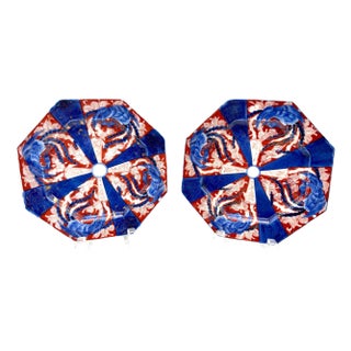 Meiji Period Fukagawa Octagonal Swirling Phoenix Motif Plates - a Pair For Sale