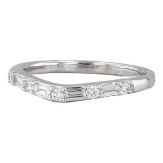 0.32ctw Diamond Wedding Band 14k White Gold Size 7.5 Stackable Anniversary Ring For Sale