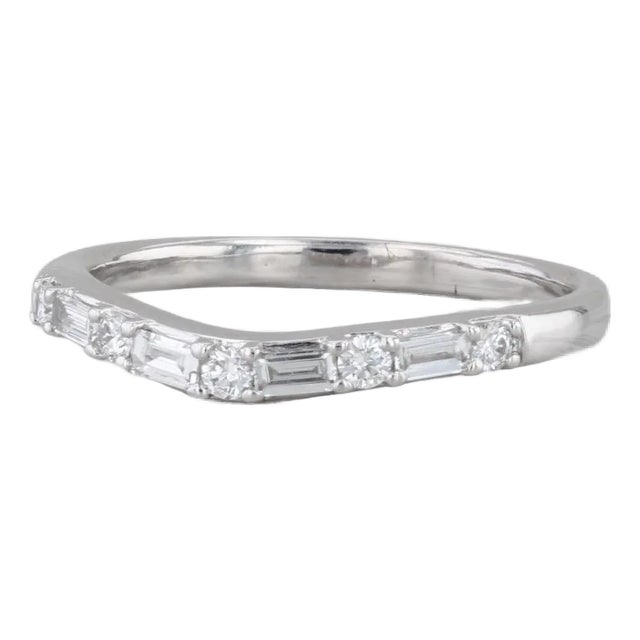 0.32ctw Diamond Wedding Band 14k White Gold Size 7.5 Stackable Anniversary Ring For Sale