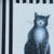Charming original drawing depicting a seated black cat, rendered in soft blue-black tones with delicate shading and...