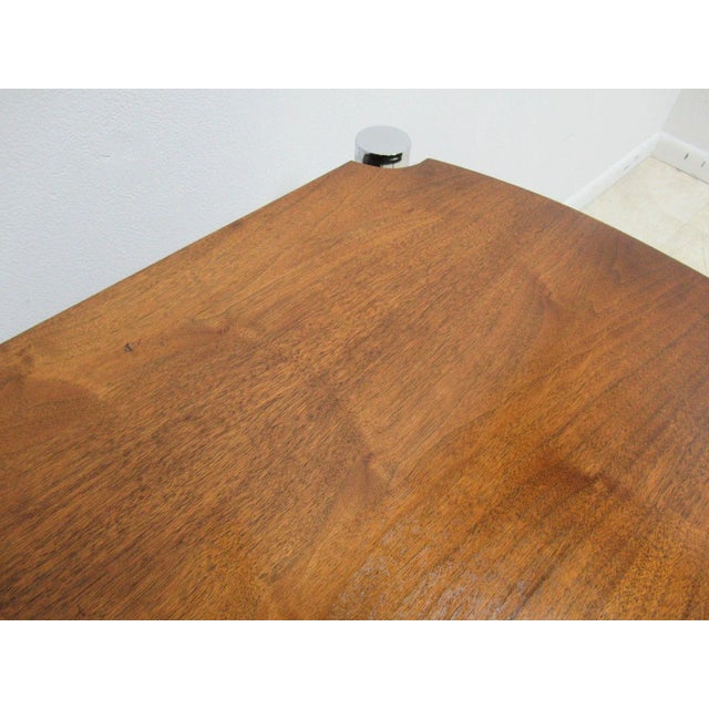 Mid 20th Century Mid-Century Chrome & Walnut Milo Baughman Style Drop Leaf Floating Table For Sale - Image 5 of 11