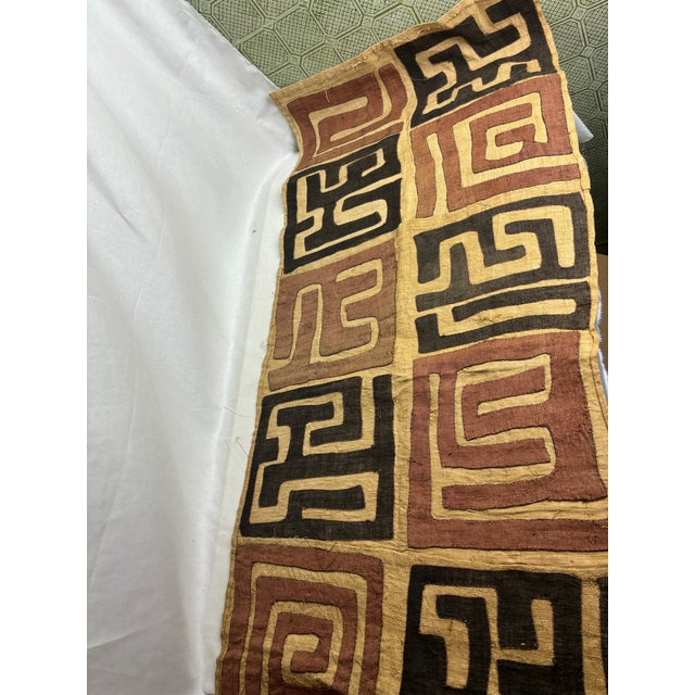 African African Kuba Cloth, Char Brown and Tan on Raffia For Sale - Image 3 of 3