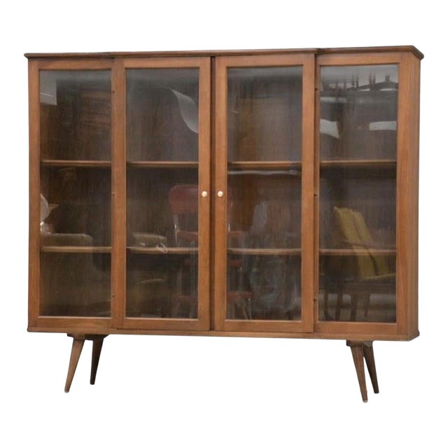 Walnut Mid Century Bookcase For Sale