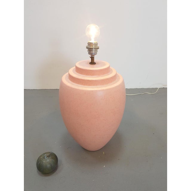 Metal Large Pink Ceramic Table Lamp from Kostka, France, 1970s For Sale - Image 7 of 9