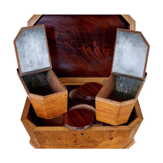 Brown Scandinavian Burr Elm Teapoy, 1840 For Sale - Image 8 of 9