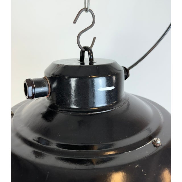 1960s Industrial Black Enamel Factory Hanging Lamp from Elektrosvit, 1960s For Sale - Image 5 of 15