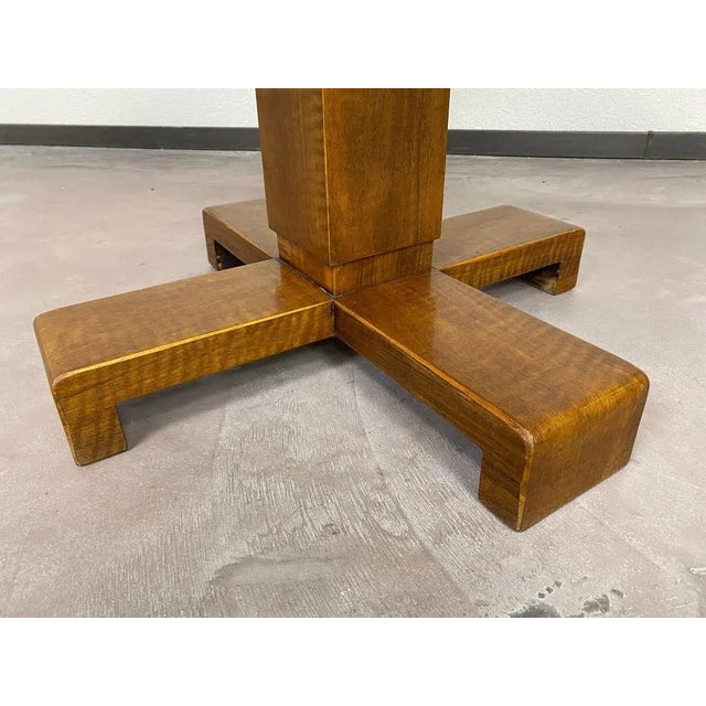 Wood Art Deco Card Table with Black Glass Top, 1930s For Sale - Image 7 of 11