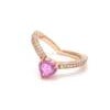 Pink sapphire heart ring 14K gold Natural pink Sapphire heart ring with diamonds Pink heart solitaire ring gold Heart...