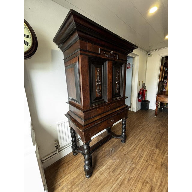 Antique Wooden Cabinet on Stand, 1700s For Sale - Image 15 of 16