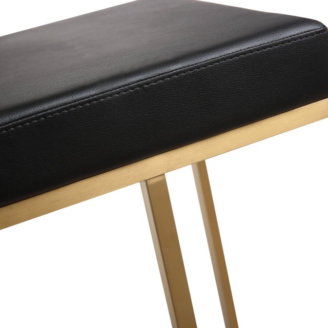 Ferrara Black Vegan Leather & Gold Steel Bar Stools - Set of 2 For Sale In Los Angeles - Image 6 of 12