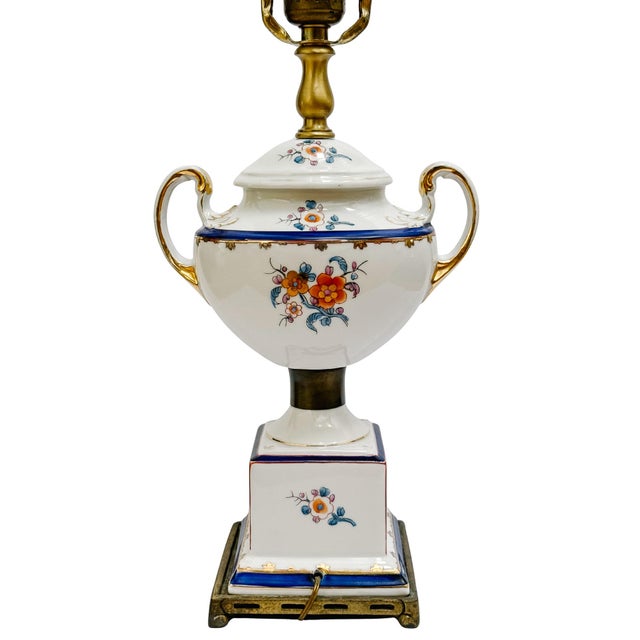 Mid-Century Modern Kaiser Kuhn Swedish Armorial Porcelain Urn Table Lamp For Sale - Image 4 of 11
