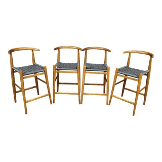 Mid Century Walnut Barstools - Set of 4 For Sale