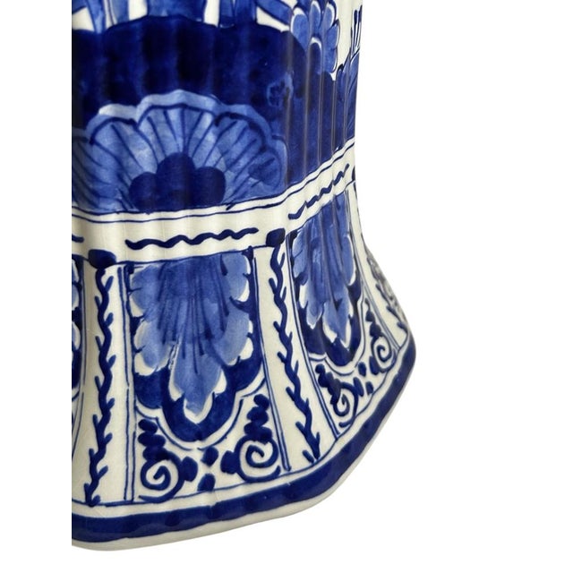 Large Vintage Hand-Painted Trumpet Vase by W.G. Andringa for Royal Delft, 1977 For Sale - Image 10 of 17