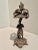 Folk Art Folk Art Silver Man Holding Umbrella with Bird Sculpture For Sale - Image 3 of 9